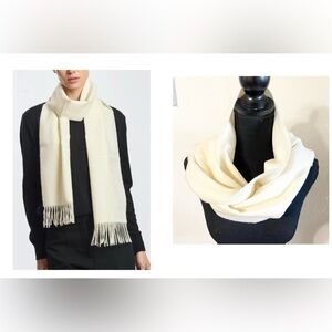 Sol Baby Alpaca Elegant Cream Fringe Scarf Luxurious Color Contemporary
